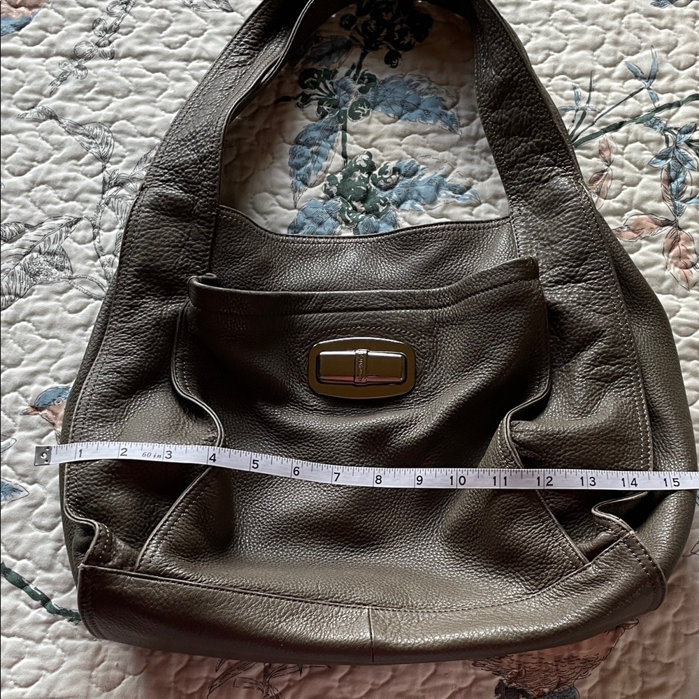 B Makowsky Large Grey Pebbled Leather Slouchy Bag - Picture 9 of 14
